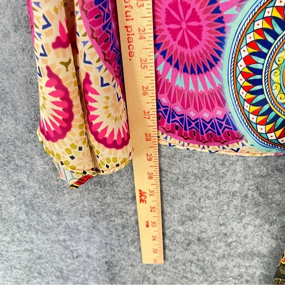 RANEE'S Silk Scarf Tunic Blouse Colorful Mandala Print Size Small - Picture 10 of 14